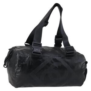 CHANEL Sports Boston Bag PVC Canvas Black Silver CC Auth hk3120